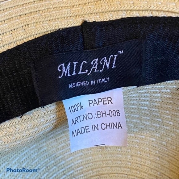 Milano Tan 100% Paper Hat with Black Bow - Picture 4 of 4